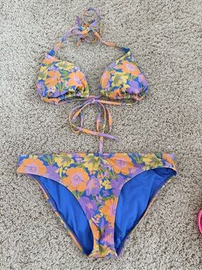 Billabong Purple & Orange Floral Two-Piece Bikini